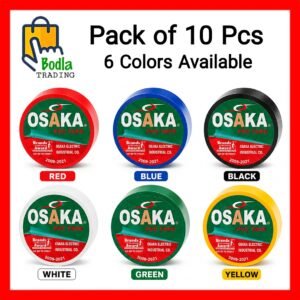 10 Pcs Original Osaka Tape White, Black, Red, Green, Blue, Yellow Plastic Tape Cricket Ball Tape PVC Insulation Tapes