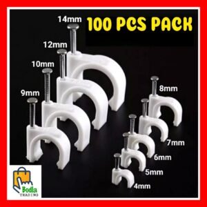100 Pcs Cable Nail Clips- Cable Wire Clips 4mm to 14mm (9 Different Sizes)