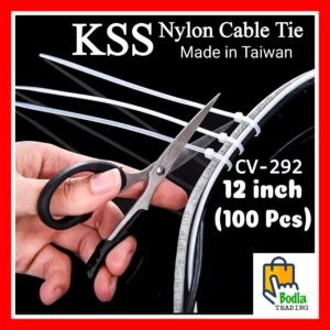12" Inch CV-292 Best Quality Nylon Cable Tie 100 Pcs Plastic Self Lock Tie Zip Tie Car Wheel Cup Holder ( Made in Taiwan)