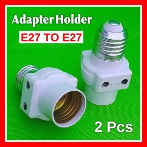 2 Pcs Adapter Holder Portable Bulb Holder with 2 Pin Sockets - For Screw Type Bulbs (E27 to E27)