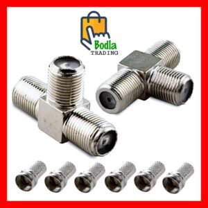2 Pcs Coaxial Cable Connector 3in1 Tee Satellite TV Antenna Coaxial Cable Plugs with RG6 Connecters High Quality