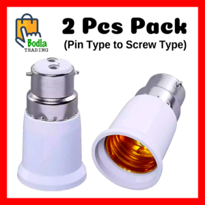 2Pcs B22 to E27 Bulb Lamp Holder Converter- Holder Adapter Pin B22 to Screw E27