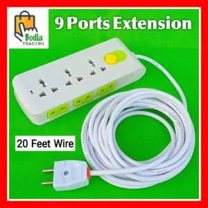 9 Ports Heavy Power Extension Board EU/US/UK AC 250V/10A, 9 Sockets Extension Board With 20 Feet Wire