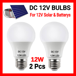 DC 12V LED Bulb 12 Watts Screw Type E27 Daylight White Pack of 2 Pcs
