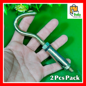 Pack of 2 Pcs 8mm Thick Hook for 17mm hole Dia Ceiling Cradle Fan Laundry Rope Screw Fastener Tough Metal Wall Anchor Nut Bolt
