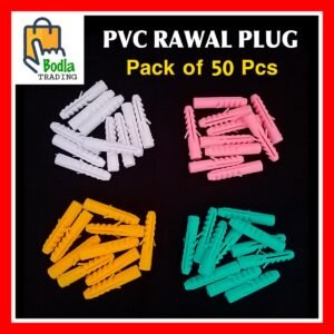 Pack of 50 Multi Colour Plastic Rawal Plugs Plastic Wall Plugs No.12,- High Quality Wood Concrete Screw Flat Nails Plugs