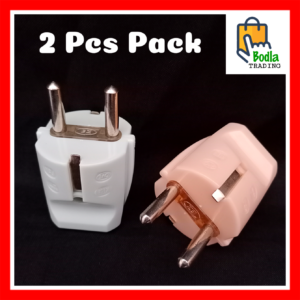 2 Pcs European 2-Pin Electrical Plug, 2 Pin Plug Shoe Switch Male Plug For Generators