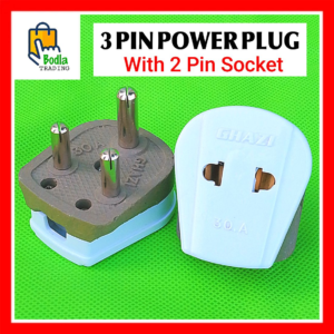 3 Pin Power Plug With 2 Pin Socket Porcelain Base 30A 500V Heavy Duty